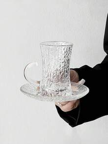 1 套土耳其玻璃咖啡杯碟套装，优雅高端欧式玻璃茶杯、拿铁艺术杯、果汁杯、情侣杯，非常适合节日/生日返校礼物