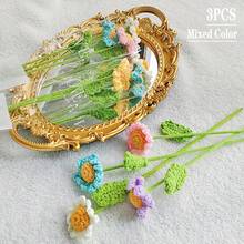 3 件手工钩针人造雏菊花束，混合颜色装饰针织假雏菊花，适合家居装饰和特殊场合，母亲节礼物 - 混合色 - 查看 4