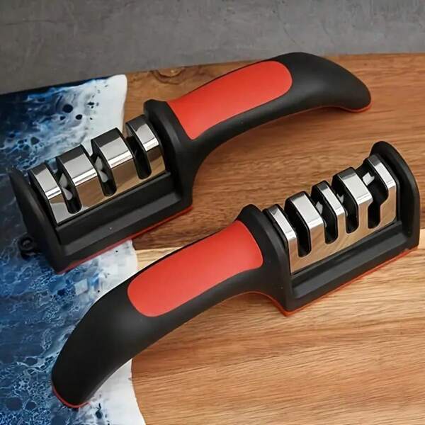 1pcs   4-Stage Professional Knife Sharpener, Tungsten Steel, Diamond4-Stage Professional Knife Sharpener, Tungsten Steel,  & Ceramic Grinding Stones, For Kitchen Knives, Non-Electric, RV Kitchen Accessories & Ceramic Grinding Stones, For Kitchen Knives, Non-Electric, RV Kitchen Accessories