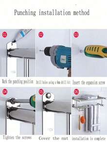 50/40cm Towel Rack With Movable Hooks 304 Stainless Steel Bathroom Kitchen Towel Holder Wall Mounted Towel Rack For Home Hotel Stainless Steel Bathroom Towel Holder Storage Organizer Shelf Wall Mounted Towel Rack Home Hotel Wall Shelf For Kitchen Bathroom Towel Rack