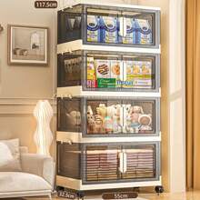 5/3/1-Layer Multifunctional Folding Storage Cabinet With Large Storage Capacity - Bottom Movable Pulley - Thickened Material Saves Storage Space - Easy And Worry Free Installation, Suitable For Clothes, Bedding, Kitchen Utensils, Shoes, Bags, Books