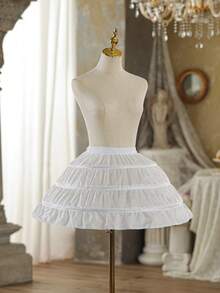 1pc White 3-Layers Petticoat Crinoline Underskirt With Steel Rings, 45cm Length, For Dresses/Costumes Fall Clothes For Women - White - View 4