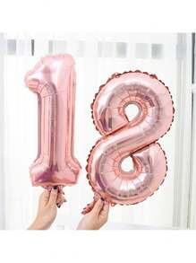 1 Stück/Set 16 Zoll Rosegold Themenparty Deko 0-9 Zahl Folienballons, geeignet für Geburtstag, Jahrestags-Partydekorationen
