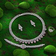 Luxury 4-Piece Zirconia Jewelry Set For Women Nigeria Saudi Arabia Bridal Wedding 4PCS Jewelry Accessories