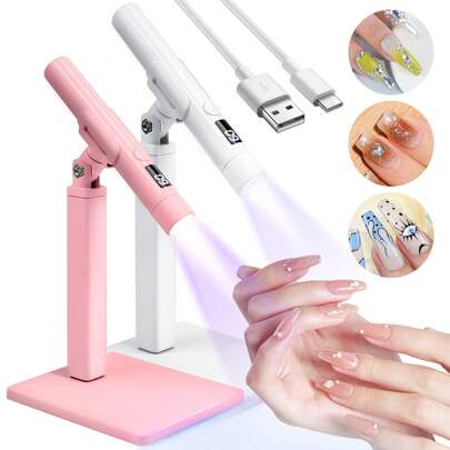 LIMEGIRL Luz de secado rápido de uñas LED UV mini, luz de uñas mini UV con soporte, sello francés para arte de uñas, dedicado al arte de uñas, secador de uñas portátil de alta potencia, luz vertical profesional UV para principiantes y profesionales