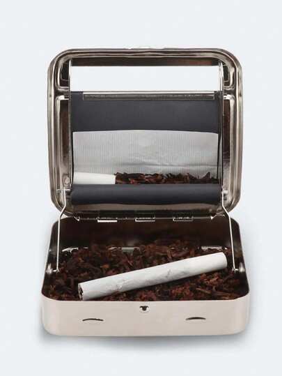 1 pieza Máquina de liar cigarrillos manual portátil, máquina de liar, enrollador de cigarrillos de metal, material de acero inoxidable, almacenamiento de tabaco, almacenamiento de tabaco todo en uno, herramienta de liar cigarrillos manual de 70/78/110 mm en color negro, equipo portátil para hacer cigarrillos, accesorios para fumar, adecuado para uso al aire libre, útiles escolares, color aleatorio