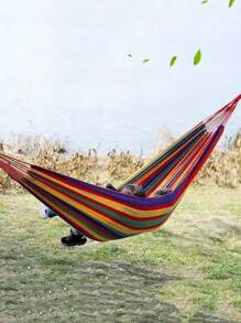 1pc Outdoor Canvas Hammock, Widened For Single/Double Use, Leisure Camping Equipment