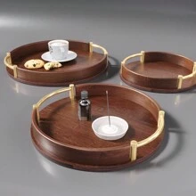 1 Pc Serving Tray With Handles, Bamboo Breakfast Tray Wooden Trays Decorative Serving Platter For Eating, Storing, Used In Kitchen, Living Room, Bedroom-Back To School