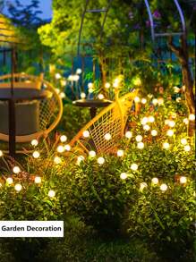 Firefly Solar Garden Light Outdoor 1/2/5 Packs Firefly Light Waterproof Swinging Garden Light Suitable For Small Road Decoration Christmas Decoration Courtyard Decoration Terrace Landscape Decoration Garden Decoration Courtyard Decoration, 6 LEDs Per Piece