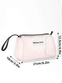 1Pc/Set Macaron Colors Mesh Beach Tote Bag Set With Phone Pocket, Nylon Casual Transparent Toiletry Bag Set With Zipper, Large Capacity Lightweight Storage Bag, Oversized Sandproof Swim Tote, Portable Reusable Summer Tote Bag With Hanging Handle, S/L Wash Bag Gift For New Semester, Spring/Early Summer, Anniversary, Vacation, Daily Use, Holiday, Mother's Day Gift, New Style In 2025.
