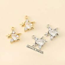 1pc/3pcs DIY Jewelry Accessories, Star Shaped Zirconia Inlaid Shiny Pendant, Multifunctional Jewelry Pendant - DIY Star Accessories - View 6