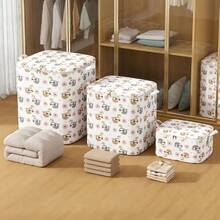 1pc Large Capacity Foldable Storage Bag With Sloth Pattern - Fabric Storage Box For Bedroom, Laundry Room, Closet - Weather-Resistant Under-Bed Storage, Suitable For Bedding, Clothes, Blankets, Toys - White - View 2