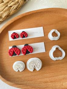 2pcs Ladybug Polymer Clay Cutter Garden Embossed Cutter Polymer Clay Jewelry Making, Polymer Clay Stud Earring Stamp Making Tool, Clay Jewelry Making Kit, Clay Earring Molds, DIY Earring Gift - Ladybug L - View 2