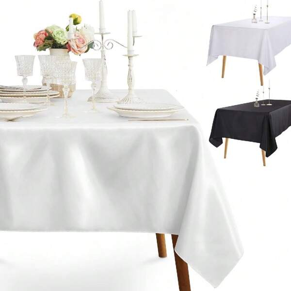 1pc Satin Party Tablecloth, Rectangular Shiny Fabric Tablecloth For Wedding Events Table Decor