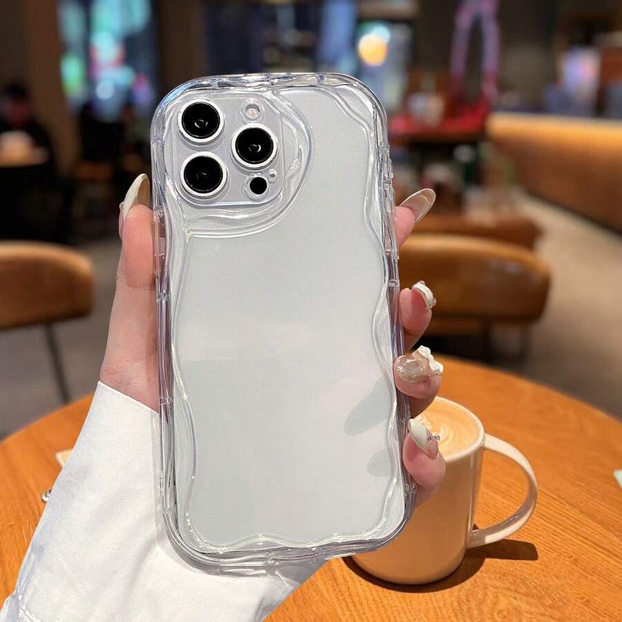 1个透明米色条纹材质手机壳，兼容苹果/三星/小米/红米/Infinix/vivo/Oppo，国际版，非国内版 - 無色 - 查看 1