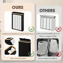 Extra Large Toilet Paper Storage Box With Lid,Holds Up To 24 Regular Rolls Or 18 Jumbo Rolls, Toilet Paper Holder,Bathroom Decor,Toilet Paper Storage,Bathroom Accessories,Toliet Paper Holder,Bathroom Organizer,(Black, Beige & Gray)