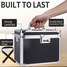 Caja de almacenamiento con candado de aleación de aluminio, caja de herramientas portátil/de hombro con contraseña 2 en 1, estuche para instrumentos, organizador de documentos con acolchado, protección para teléfono, fotos, joyas, cosméticos, documentos, tarjetas, herramientas, accesorios de vacaciones y viajes de verano, accesorios escolares, bolsa de graduación