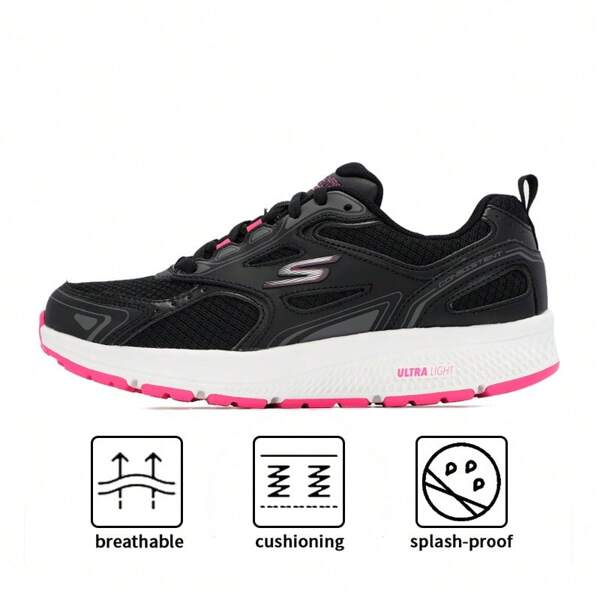 Skechers Go Run Consistent Lightweight Running Shoes For Women, Sports Sneakers For Fitness Training/Recommend Order 1 Size Smaller, 128075-BKPK