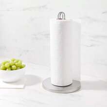 Nickel Paper Towel Holder -: Freestanding Steel Napkin Holder, Silver, Spot Clean, 13" Height - 1 - View 2