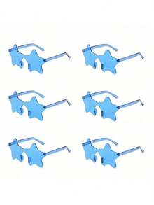 3 Pcs/Set Fashionable And Personalized Five-Pointed Star Glasses,Blue Unisex Star-Shaped Rimless , Rimless , Transparent Candy Color Eyewear For Party Favor, Perfect For Pool And Beach Parties Summer Parties, Birthday Parties,Carnival, Fun Events Or Party Favors - Multicolor - View 2
