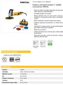 Pulidora velocidad variable 7" / Doble Acción 6" - PULA-7P - Ver 3