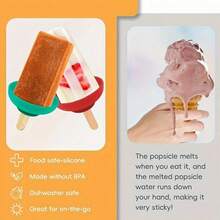 1pc/4pcs Set Silicone Popsicle Molds & Ice Cream Sticks - Leak-Proof, Reusable, Suitable For Summer Parties - Multicolor - View 4