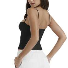 Women Y2K Square Neck Sleeveless Crop Tank Tops Solid Color Backless Spaghetti Strap Crop Camisole Summer Going Out Top - màu đen - Xem 6