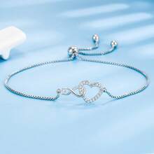 1pc To My Unbiological Sister Infinity Symbol Heart Bracelet, Adjustable Bracelet, Friendship Bracelet, Birthday Gift, Christmas Gift - Silver - View 4