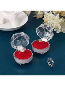 3/12 peças de acrílico linda caixa de presente para festa de casamento e noivado, porta-brincos, caixa de armazenamento de anéis, organizador de vitrine de joias, caixa de armazenamento, presentes de viagem