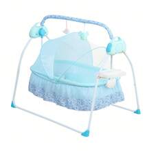 Electric Crib Cradle Infant Rocker Bed Baby Cradle +Music+ Mat Auto Baby Swing - Blue - View 9