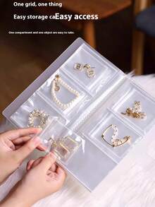 1Set Frosted Transparent Jewelry Storage Booklet With 30 Oxidation Resistant Storage Bags For Ring, Earring And Necklace Sorting And Organizing Container