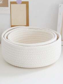 1pc/3pcs Set Open Desktop Storage Organizer Baskets, Hand-Woven Rope Round Bins, Available In Small/Medium/Large Sizes