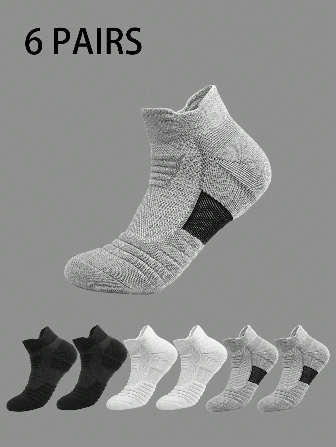 1/3/6 Pairs Thick Sports Short Socks For Men, Moisture-Wicking Tennis, Badminton, Running, Basketball Socks, Fall