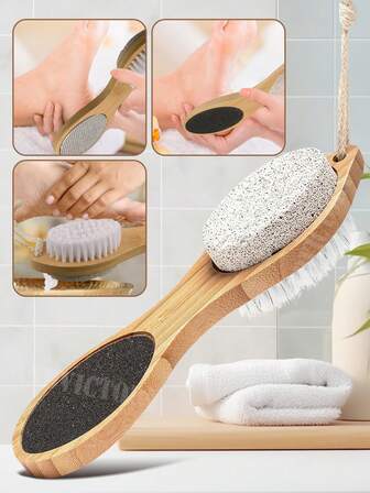 1 pieza Cepillo y lima de 4 en 1 para usar en la ducha con piedra pómez, raspador de callos, papel de lija y cepillo exfoliante para los pies, herramienta para el cuidado de los pies y eliminación de piel muerta