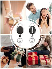 1PC/7pcs Multicolor Oval Multifunctional Retractable Key Chain Badge Card Holders Keychain Accessories, Retractile Key Badge Reel Cord Clip With Belt Clip And Key Ring Bag Pendant Car Keychain Bag Lanyards With Id Holder Car Accessories Bag Charms - Multicolor - View 10