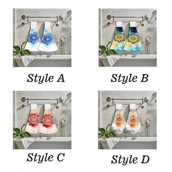 2PCS Superfiber Bathroom Hand Towel Super Absorbent Soft And Durable Family Holiday Decoration Bath Products, Suitable For Bathroom, Home Aesthetic Layout
