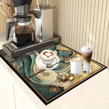 1pc Floral Print Drainage Mat / Absorbent Mat / Drying Mat For Coffee Machines, Utensils - Polyester Desktop Protective Mat, For Kitchen Counter Decor - Home Bar And Dining Table Placemat - HQQLSD103 - View 6