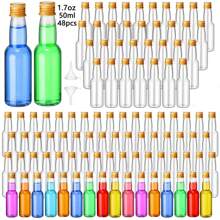 48pcs 25ml 50ml Mini Liquor Bottles Set, Mini Empty Plastic Shot Bottles, Airtight Spirit Bottle With Caps Mini Wine Bottles, Bar Party Supplies Thanksgiving, Halloween, And Christmas Are Applicable Durable Multi-Use For Juice, Sauces, Coffee