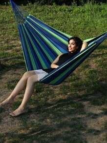 1pc Outdoor Canvas Hammock, Widened For Single/Double Use, Leisure Camping Equipment