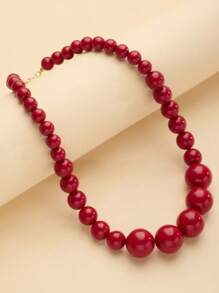 3pcs Asymmetrical Beaded Resin Jewelry Set, Retro Necklace, Bracelet & Earrings Set For Women