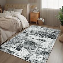 Area Rugs, Modern Abstract Washable Rug For Living Room, Stain Resistant Non-Shedding Distressed Area Rug With Non Slip Backing For Bedroom - Đen và trắng - Xem 4