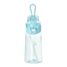 1pc 500ml Novelty Bottle, Cylindrical Fruit Flavor Sports Water Bottle With Straw, Portable, Contains 1pc Random Flavor Water Dropper Shaped Flavor Ring, Fashionable For Women & Kids