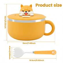 Tazón de ramen de 1200 ml, tazón de fideos de acero inoxidable con tapa, resistente al calor, tazones de fideos instantáneos, utensilios de cocina, accesorios de cocina - Amarillo - Ver 4