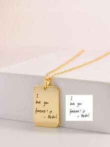1pc Handwritten Necklaces, Multi-Letter Custom Necklaces Custom Signature Necklaces Engraved With Your Own Handwriting - Memorial Necklaces - Handwritten Message Jewelry,Gold,Stylish,Colorful,Vintage,Simple,Unisex,Casual,Cuties,Custom,Personalized,Unique,Ideal Gifts For Him,Ideal Gifts For Her,Her,Boyfriend,Girlfriend,Dad,Mom,Family,Friends,For Anniversaries,For Birthdays,For Graduation,For Prom,For Party,Gold Jewelry
