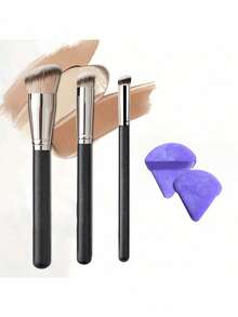 3/5pcs Makeup Brush Set, Includes Foundation Brush, Concealer Brush, Eyeshadow Brush, Blush Brush, Powder Brush And 3 Velvet Makeup Sponges, Makeup Brush Set, Makeup Brush Set, Makeup Brush Set, Complete Makeup Brush Set, Makeup Brush Set, Complete Makeup Tool Set, Makeup Brush Set, Makeup Brush Set, Makeup Gift Set - Multicolor - View 12