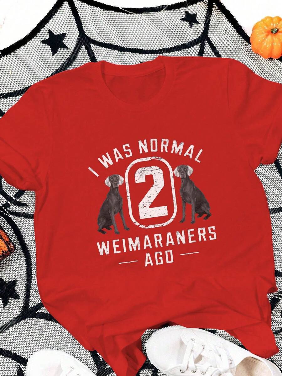 Distressed I WAS NORMAL Design Pure Cotton Women's T-Shirt Comfort Fit - 紅色 - 查看 1