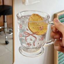 Original French Rose Glass, Bow Knot, Broken Flower, Cold Extract Cup, Couple Milk Cup, Coffee Breakfast Cup, Holiday Party, Birthday Party, Halloween, Christmas, Easter, Mother's Day, Teacher's Day, Holiday Gift, Perfect Gift For Family, Friends, Sisters, Relatives And Teachers