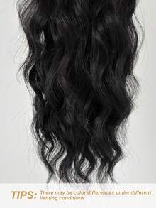 Tóc giả đuôi ngựa dài 24 inch màu đen, dạng sóng, làm từ sợi tổng hợp chịu nhiệt, phù hợp cho phụ nữ và bé gái sử dụng hàng ngày. - màu đen - Xem 6
