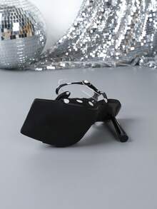 High Heel Fashion Elegant Strap Women High Heel Sandals - 黑與白 - 查看 4