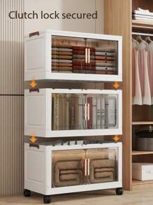 1pc 48cm/18.9in - 60cm/23.6in Wide Storage Cabinet, Foldable Storage Box, Home Living Room Toy Cabinet Organizer, Snack Cabinet, Kitchen Storage Cabinet, Christmas Gift, Storage Box, Under Bed Storage